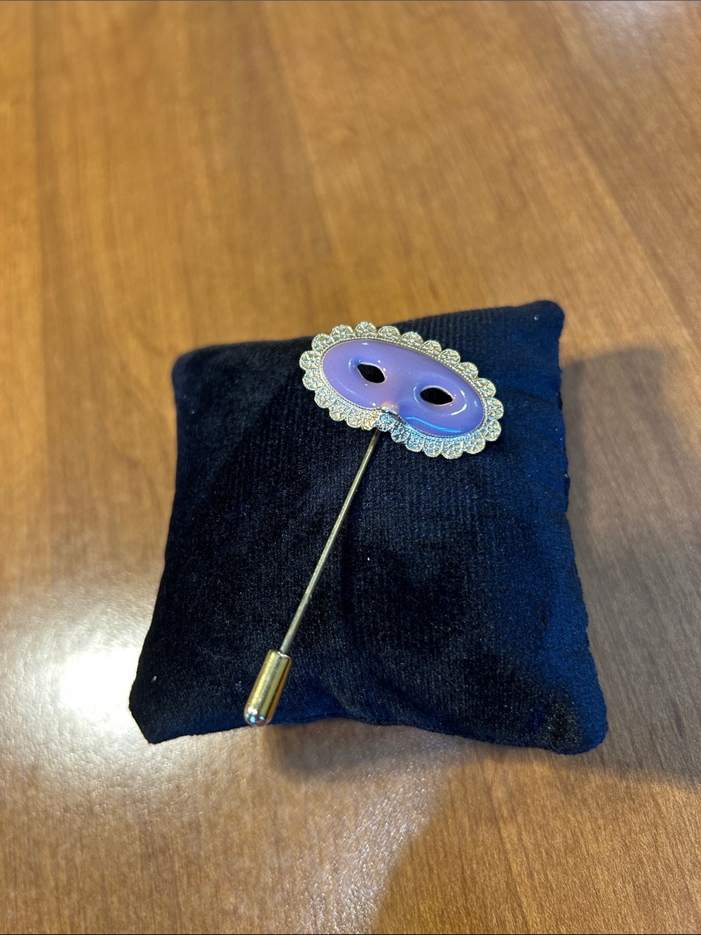 Lavender Enamel Mask Stick Pin Brooch - Women Jewelry